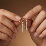 1.1Ct Moissanite Linear Bar Drop Earrings Rose Gold