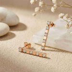 1.1Ct Moissanite Linear Bar Drop Earrings Rose Gold