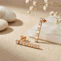 1.1Ct Moissanite Linear Bar Drop Earrings Rose Gold