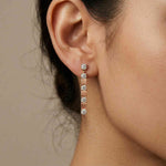 1.1Ct Moissanite Linear Bar Drop Earrings Rose Gold