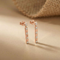1.1Ct Moissanite Linear Bar Drop Earrings Rose Gold