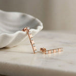1.1Ct Moissanite Linear Bar Drop Earrings Rose Gold