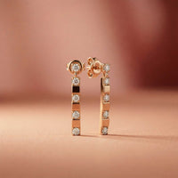 1.1Ct Moissanite Linear Bar Drop Earrings Rose Gold