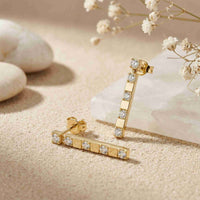 1.1Ct Moissanite Linear Bar Drop Earrings Gold