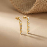 1.1Ct Moissanite Linear Bar Drop Earrings Gold