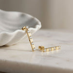 1.1Ct Moissanite Linear Bar Drop Earrings Gold