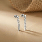 1.1Ct Moissanite Linear Bar Drop Earrings White