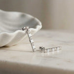 1.1Ct Moissanite Linear Bar Drop Earrings White