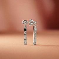 1.1Ct Moissanite Linear Bar Drop Earrings White