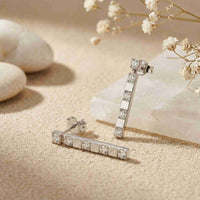 1.1Ct Moissanite Linear Bar Drop Earrings White