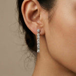 1.1Ct Moissanite Linear Bar Drop Earrings White