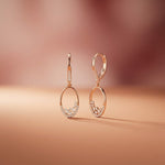0.27Ct Moissanite Oval Drop Hoop Earrings Rose Gold
