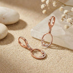 0.27Ct Moissanite Oval Drop Hoop Earrings Rose Gold