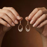 0.27Ct Moissanite Oval Drop Hoop Earrings Rose Gold