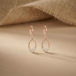 0.27Ct Moissanite Oval Drop Hoop Earrings Rose Gold