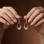 0.27Ct Moissanite Oval Drop Hoop Earrings Gold