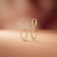 0.27Ct Moissanite Oval Drop Hoop Earrings Gold