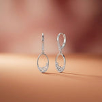 0.27Ct Moissanite Oval Drop Hoop Earrings White