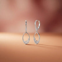 0.27Ct Moissanite Oval Drop Hoop Earrings White