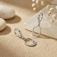 0.27Ct Moissanite Oval Drop Hoop Earrings White