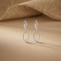 0.27Ct Moissanite Oval Drop Hoop Earrings White