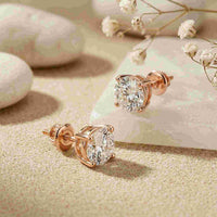 4Ct Moissanite Classic Round Solitaire Stud Earrings Rose Gold