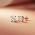 4Ct Moissanite Classic Round Solitaire Stud Earrings Rose Gold