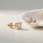 4Ct Moissanite Classic Round Solitaire Stud Earrings Rose Gold