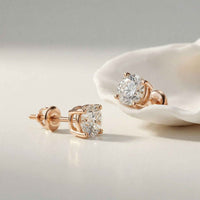 4Ct Moissanite Classic Round Solitaire Stud Earrings Rose Gold