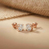4Ct Moissanite Classic Round Solitaire Stud Earrings Rose Gold