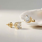 4Ct Moissanite Classic Round Solitaire Stud Earrings Gold