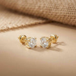 4Ct Moissanite Classic Round Solitaire Stud Earrings Gold