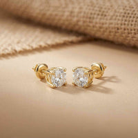 4Ct Moissanite Classic Round Solitaire Stud Earrings Gold