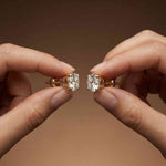 4Ct Moissanite Classic Round Solitaire Stud Earrings Gold