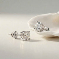 4Ct Moissanite Classic Round Solitaire Stud Earrings White