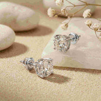 4Ct Moissanite Classic Round Solitaire Stud Earrings White