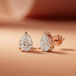 3.5Ct Moissanite Elegant Pear Cut Solitaire Stud Earrings Rose Gold
