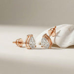 3.5Ct Moissanite Elegant Pear Cut Solitaire Stud Earrings Rose Gold