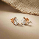 3.5Ct Moissanite Elegant Pear Cut Solitaire Stud Earrings Rose Gold