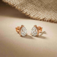 3.5Ct Moissanite Elegant Pear Cut Solitaire Stud Earrings Rose Gold