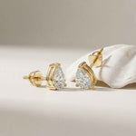 3.5Ct Moissanite Elegant Pear Cut Solitaire Stud Earrings Gold