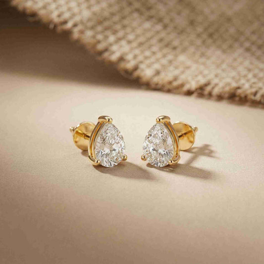 3.5Ct Moissanite Elegant Pear Cut Solitaire Stud Earrings