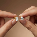3.5Ct Moissanite Elegant Pear Cut Solitaire Stud Earrings Gold