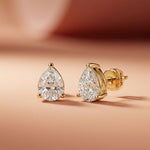 3.5Ct Moissanite Elegant Pear Cut Solitaire Stud Earrings Gold