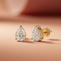 3.5Ct Moissanite Elegant Pear Cut Solitaire Stud Earrings Gold