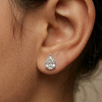 3.5Ct Moissanite Elegant Pear Cut Solitaire Stud Earrings White