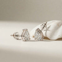 3.5Ct Moissanite Elegant Pear Cut Solitaire Stud Earrings White