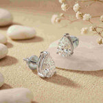 3.5Ct Moissanite Elegant Pear Cut Solitaire Stud Earrings White