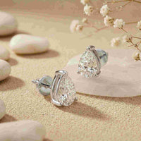 3.5Ct Moissanite Elegant Pear Cut Solitaire Stud Earrings White