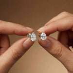 3.5Ct Moissanite Elegant Pear Cut Solitaire Stud Earrings White